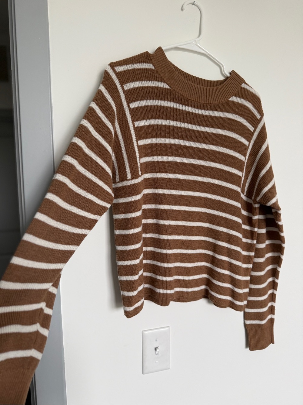Banana Republic Striped Crewneck Sweater in Brown and Cream